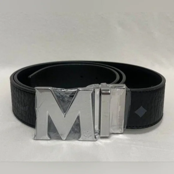 Black MCM Belt Silver Buckle ONE SIZE Brand New Comes With Box And Dust Bag - Picture 6 of 9